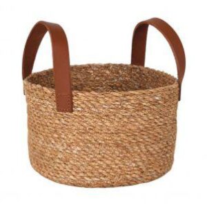CESTA PAN C/ASA PIEL SEAGRASS MIMBRE
