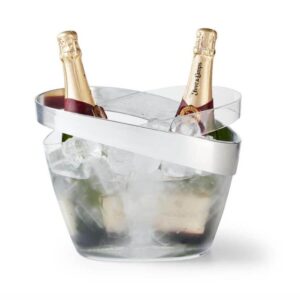 CUBITERA OVAL TRANSPARENTE ARO PLATA PLASTICO