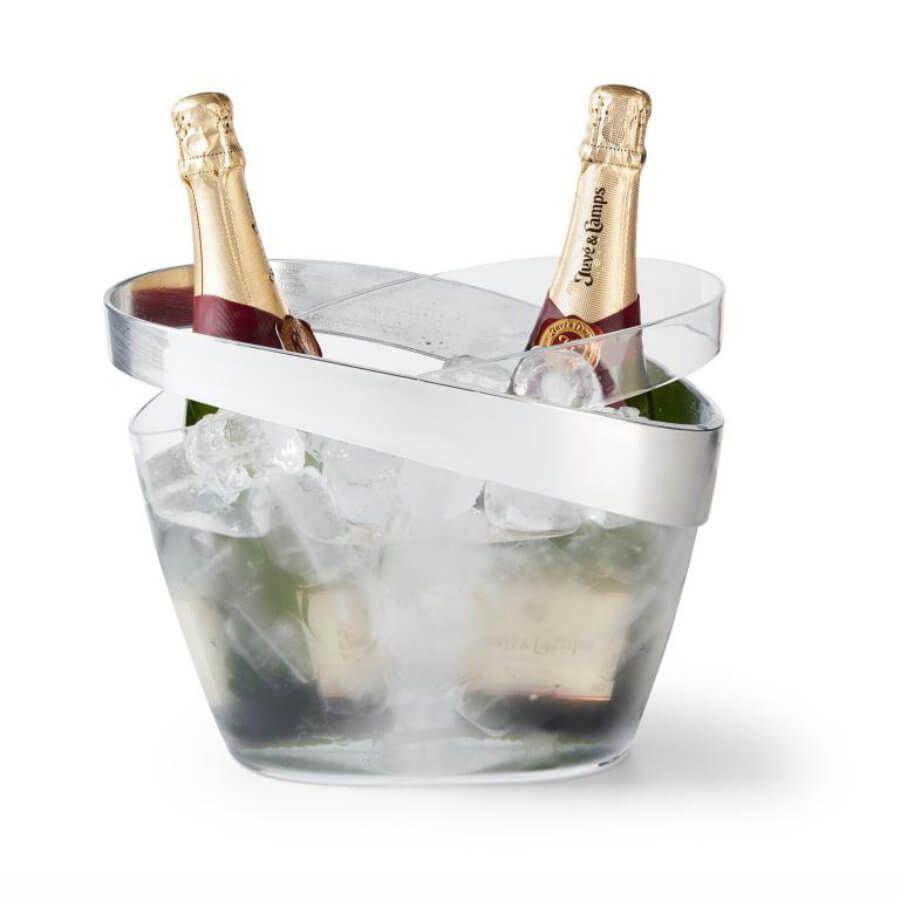 CUBITERA OVAL TRANSPARENTE ARO PLATA PLASTICO