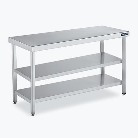 MESA CENTRAL GAMA 600 C2/ESTANTES INOX 18/10