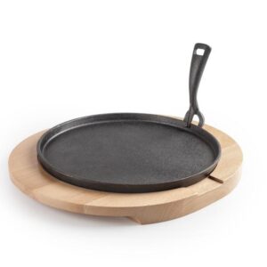 PLATO HIERRO 26cm CON BASE DE MADERA