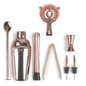 SET COCTELERIA INOX ACABADO EN COBRE